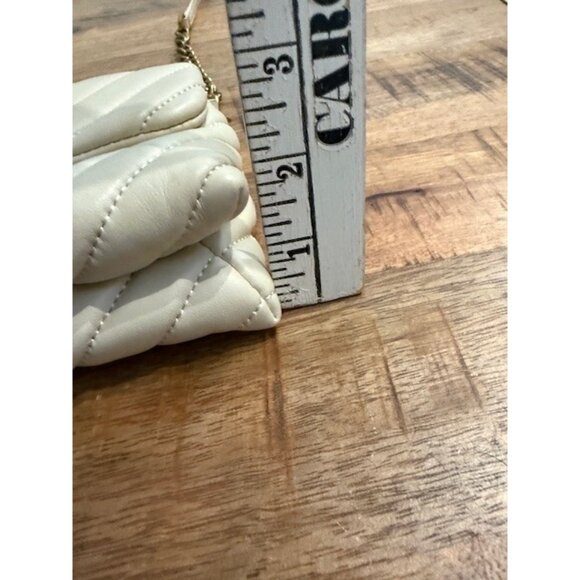 Quince Italian Leather Quilted Crossbody Bag Cream Beige Chain Strap Clutch - Picture 16 of 16